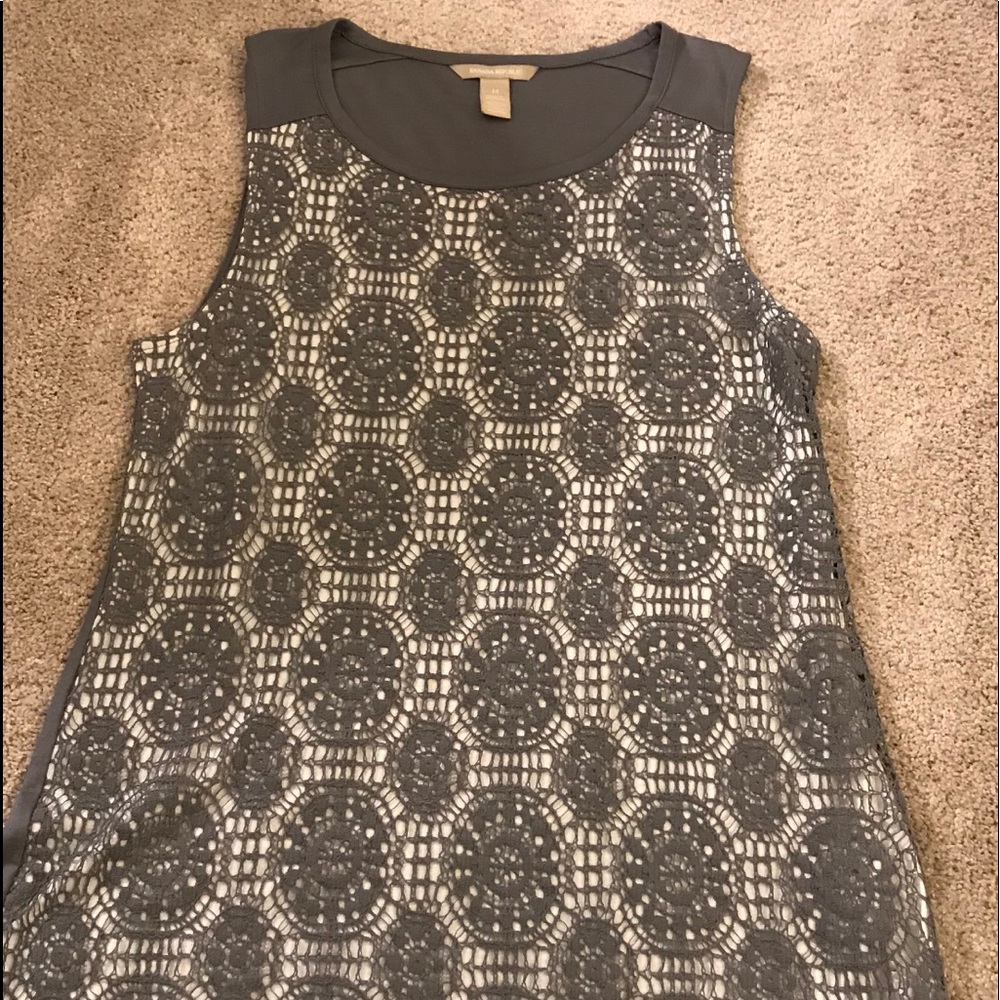 Banana Republic grey crochet over cream top